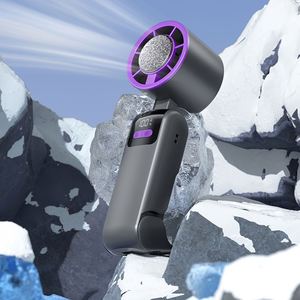 High-Speed <b>USB</b> Rechargeable 3-Blade <b>Mini</b> <b>Fan</b> with LED Display Adjustable Cold Cooling Ice Compress Battery for Car Application - Product Image 1