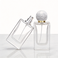 Flacons de parfum et de mascara en verre clair mat, carrés, sérigraphiés, personnalisés, de 30 ml, 50 ml, 100 ml, avec pompe pulvérisatrice