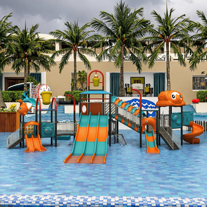 Toboggan aquatique pour enfants pour hôtel, complexe hôtelier, piscine, avec toboggans droits et en spirale, seau à eau, fibre de verre, toboggan aquatique - Product Image 1