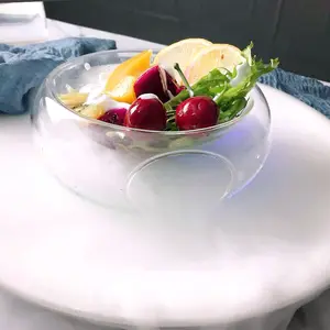 Yeniden ısıya dayanıklı yuvarlak temizle çift katmanlı cam meyve salatası kasesi restoran Bar kuru buz masa dekorasyon için