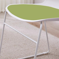 Chaise de salle à manger moderne empilable en plastique rembourrée, base en métal blanc, coussin en tissu, chaise d'appoint sans accoudoirs, légère