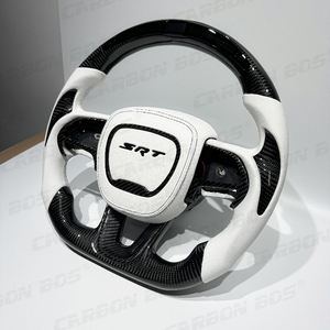 Volant <span class=keywords><strong>de</strong></span> <span class=keywords><strong>voiture</strong></span> <span class=keywords><strong>sport</strong></span> en cuir et fibre <span class=keywords><strong>de</strong></span> carbone, accessoire intérieur personnalisé, compatible avec Dodge Challenger Charger SRT Durango Hellcat - Product Image 2