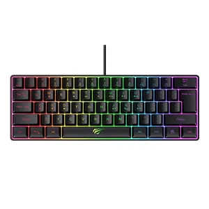 Kb854L Havit การผลิต60% คีย์บอร์ดเล่นเกม61คีย์,Rgb Backlit คีย์บอร์ดแบบมีสายสำหรับเล่นเกมและเมมเบรนสำหรับสำนักงาน