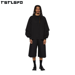 Camiseta de algodón orgánico 100% ecológica CustomDouble Layer camiseta de dos piezas de manga larga Boxy Fit 100% Camiseta de algodón - Product Image 5