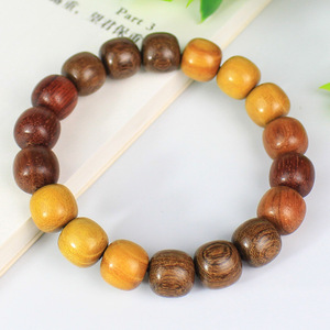 Sandalwood Prayer <b>Beads</b> <b>Bracelet</b> 11*12MM Single Strand Unisex Rosewood Golden Sandalwood Yellow Sandalwood Gift - Product Image 1