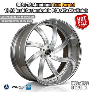 Rines Forjados Viaol de 2 Piezas, 22, 24 y 26 Pulgadas, Borde Cromado, 8 Radios, Diseño Cóncavo, Compatibles con Chevy Impala, Caprice, Rolls <span class=keywords><strong>Royce</strong></span> - Product Image 1