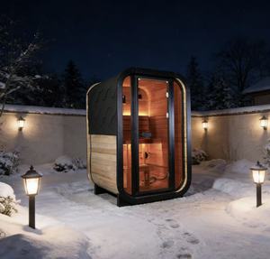 Sauna Cuadrada Orgánica y Natural de Infrarrojos Lejanos para 2 Personas, para Relajación y Recuperación Muscular, Sauna de Madera Maciza de Alta Calidad - Product Image 1