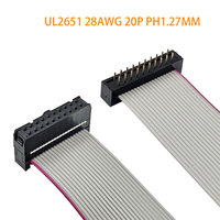 Cable Plano Paralelo Personalizado UL 2651 28AWG de 20 Pines PH1.27MM, Conector FC DIP de 20 Pines, Borde Rojo con Franja Gris