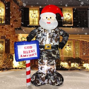 7FT LED ışıkları noel şişme Santa baba kamuflaj asker ordu parti süslemeleri şişme noel dekorasyon için - Product Image 1