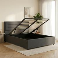 Headboard Tempat Tidur King Modern Gaya Prancis Berumbai, Pelapis Kain, Rangka Kayu Pinus, Box Spring, Hemat Tempat, Busa Tahan Lama, Untuk Rumah