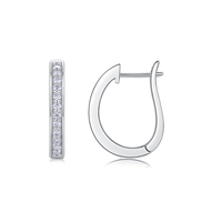 Boucles d'oreilles créoles rondes en argent sterling 925 pour femme, serties pavé de moissanite couleur D VVS1, boucles d'oreilles diamant moissanite