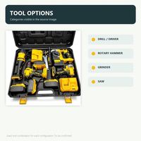 Ensemble d'outils électriques sans fil 4-en-1 à batterie, perceuse, clé à chocs, meuleuse d'angle, modèle TR123, étui rigide