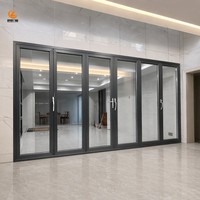 Porte pliante en aluminium à rupture de pont thermique, double vitrage, moderne, pour extérieur, patio, villa, balcon