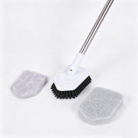 Brosse de nettoyage pour carrelage et douche, brosse à long manche, serpillière portable d'extérieur, brosse en microfibre avec manche en plastique