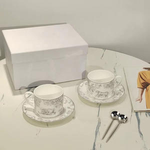 ชุดถ้วยเซรามิกหรูหราสไตล์ตะวันตกพร้อมจานรอง ถ้วยกาแฟแบบพกพา ดีไซน์ทันสมัย สำหรับดื่มชายามบ่าย ถ้วยกาแฟตุรกี ชุดกาแฟลายสัตว์ - Product Image 3