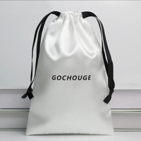 Sacs en satin de luxe personnalisés avec logo, pour emballage de mèches de cheveux, pochettes en satin de soie à cordon