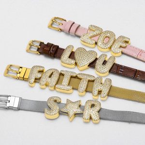 Joyería Jinyuan, Nueva Correa de Pulsera con Letras Inglesas (26 Letras) Chapada en Oro con Circonitas, <span class=keywords><strong>Accesorios</strong></span> para DIY - Product Image 3