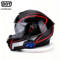 Nouveaux casques de moto intégraux en ABS, fibre de carbone et PC, avec fermeture rapide, noir et rouge, double aileron arrière, homologués DOT