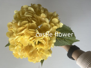 H-795 Chất lượng cao nhân tạo hydrangeas bất cảm ứng Latex <span class=keywords><strong>Hydrangea</strong></span> đầu lớn màu xanh lá cây trắng hortensia hoa cho đám cưới - Product Image 3