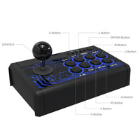 Manette de jeu arcade filaire USB 7 en 1 avec base en métal pour PS4/SWITCH/P3/PC/Android Series/XBoxOne(S)/360