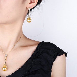 Wholesale Vintage Fashion Eco-friendly Copper 16-14mm Gold Pearl Tassel Necklace <b>Earrings</b> <b>Set</b> Pearl Jewelry <b>Set</b> for Women - Product Image 6