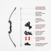 HT DQ Recurve-Bogen-Set mit Fiberglas-Armaturen, zerlegbarer Bogenschieß-Kit mit Metallvisier, Stabilisator, Fingerhalterung und Pfeilauflage