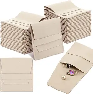 Luxury Small Jewelry Gift Bags Thick Microfiber Jewellery Pouch for Bracelet Necklace Packaging Custom Print