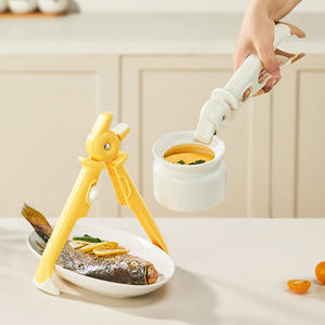 Pince de cuisine anti-brûlure rouge et blanche, clips pour bols, pince de cuisson vapeur en plastique, support de plat avec design en forme d'oiseau pour une manipulation sûre - Product Image 5