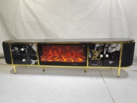 Meuble TV design italien moderne de luxe léger avec foyer 180 cm, flamme électronique simulée, chauffage au sol pour salon