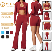 Celana Yoga Seamless Wanita Hitam Celana Ketat Wanita Pakaian Wanita Celana Yoga Kaki Lebar untuk Wanita Sport Bra Jaket Yoga