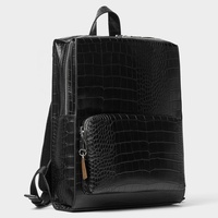 Sac à dos en cuir de crocodile pour hommes, Logo personnalisé noir pour ordinateur portable mode voyage élégant sac à livres sacs à dos pour hommes