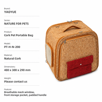 Sac de transport portable pour animaux de compagnie YAOYUE en liège pour chats et petits chiens, poche avant rouge, sac de voyage léger