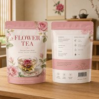 Op maat gemaakte bedrukte bloemen- en fruitthee stand-up pouch zak met ritssluiting, voedselveilige, hersluitbare verpakking, aluminiumfolie, vochtbestendig