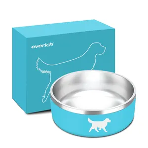 Everich tigela de água para animais de estimação, logotipo personalizado, antiderrapante, alimentador lento, cão, tigela de comida, aço inoxidável, tigela de água para animais de estimação