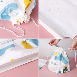 Disposable Face Towel Bag Drawstring Water Resistant Packaging For Daily Use Rectangle Shape PE Material - Product Image 1