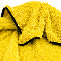 Serviette de séchage automobile en microfibre chenille multicolore, bords noirs, sans peluches, pour le detailing automobile, vente en gros