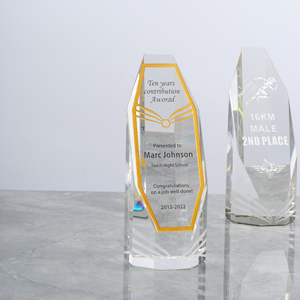 थोक हीरा क्रिस्टल पुरस्कार ट्रॉफी 4 इंच/6 इंच/8 इंच हेक्सागोन स्तंभ क्रिस्टल ट्रॉफी - Product Image 3