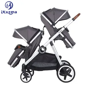 Cochecito con marco de aluminio para dos niños, carrito de bebé de lujo, color negro, azul marino y gris, alta calidad, precio bajo