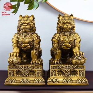 Ornements Qilin en Cuivre, Paire Masculin et Féminin, Bagua, Attirant la Richesse, pour Salon, Entrée, Hall d'Entrée, Bureau, Grande Taille, Décoration de Bureau - Product Image 3