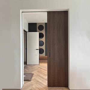 Handgemaakte massief houten waterdichte schuifdeur, modern minimalistisch, spoorloos, voor slaapkamer, op maat gemaakte onzichtbare schuifdeur - Product Image 1