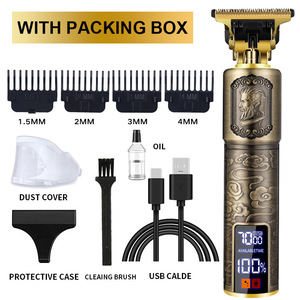 USB Charging Waterproof <strong>Electric</strong> Hair for LCD Digital Display Stainless Steel Blades Cutting Carving <strong>Trimmer</strong> Vintage Oil - Product Image 2