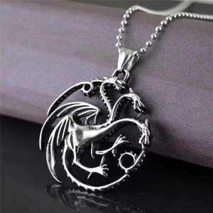 Hot bán trò chơi và Ngai Vàng băng và lửa ba đầu rồng Rỗng ra Mặt dây chuyền shuangluo GTT07 titan thép - Product Image 4