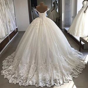 <b>White</b> Ball Gown Wedding Dress V Neck <b>Lace</b> Vintage Full Skirt Bridal Gown - Product Image 2