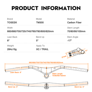 TOSEEK Karbon Entegre <span class=keywords><strong>MTB</strong></span> Gidonu 28.6mm Dahili Bilgisayar Montaj Aparatı ile Yüksek Dayanımlı Yapı <span class=keywords><strong>MTB</strong></span> Gidonu OEM ODM - Product Image 3