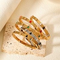 Gelang Baja Anti Karat Geometris Murah Lapis Emas 18K Zirkon Klasik Perhiasan Unisex Hadiah