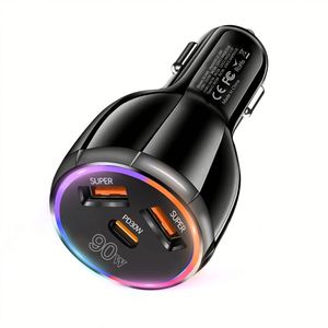อะแดปเตอร์จ่ายไฟ 90W A+C ชาร์จเร็วหลายพอร์ต ราคาประหยัด ชาร์จเร็วสุดแรง ช่องเสียบ USB คู่ ชาร์จในรถยนต์แบบ Type C - Product Image 1