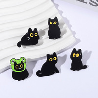 Adorables badges métalliques en émail souple, motifs chatons de dessin animé et textes, décoratifs, vente en gros