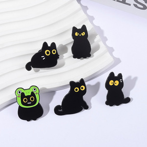 Adorables badges métalliques en émail souple, motifs chatons de dessin animé et textes, décoratifs, vente en gros - Product Image 6
