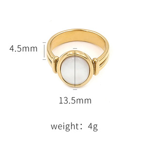 Pháp cổ điển tuyên bố vòng 18K vàng & tăng mạ vàng hình bầu dục bào ngư titan thép không gây dị ứng chỉ số ngón tay đồ trang sức - Product Image 6