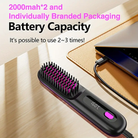 Portable Rechargeable Handheld Straightener - 4 Temperature Settings, Fast Heating Cordless Hair Comb